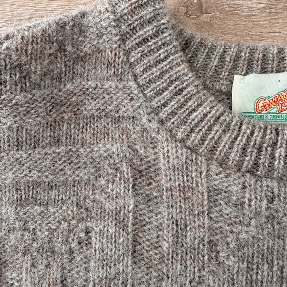 Men's Aran Fisherman's Cable Knit Crew Neck Sweater sz S - Mocha - Picture 4 of 12